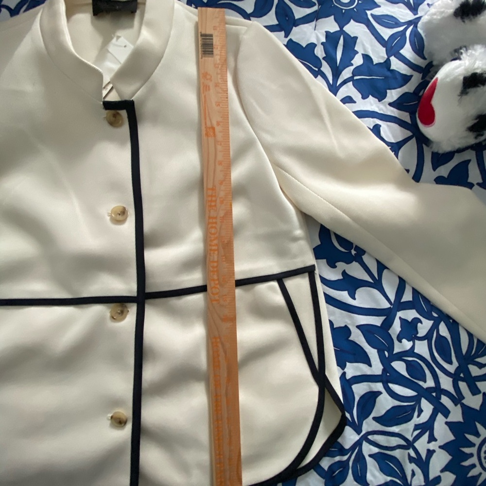 NWT J Crew cream with blue piping jacket - Picture 10 of 13